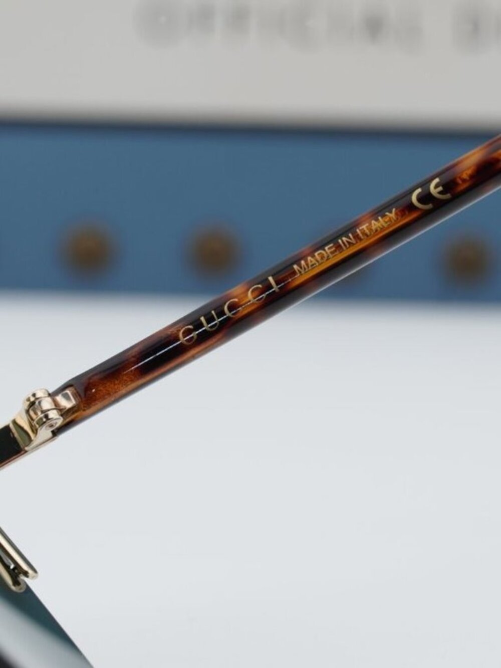 Gucci GG0584S 002 Shield Sunglasses - Gold\Green - Picture 8 of 11